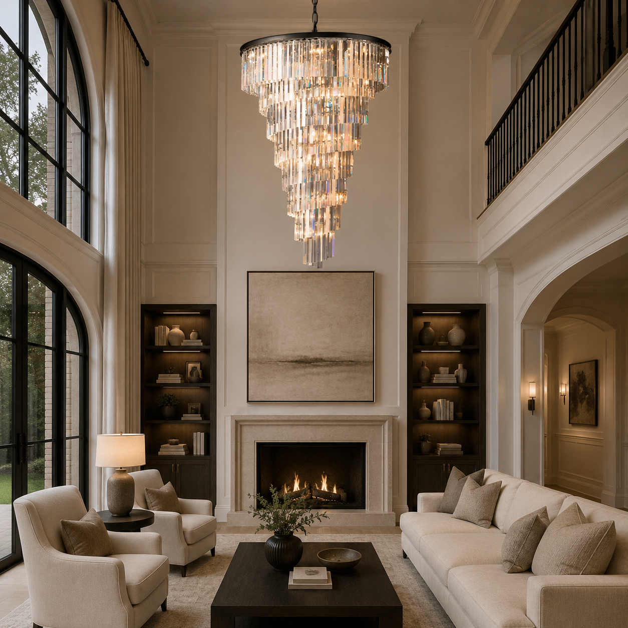 Heristal Crystal Chandelier for Foyer, Entry way, Staircase