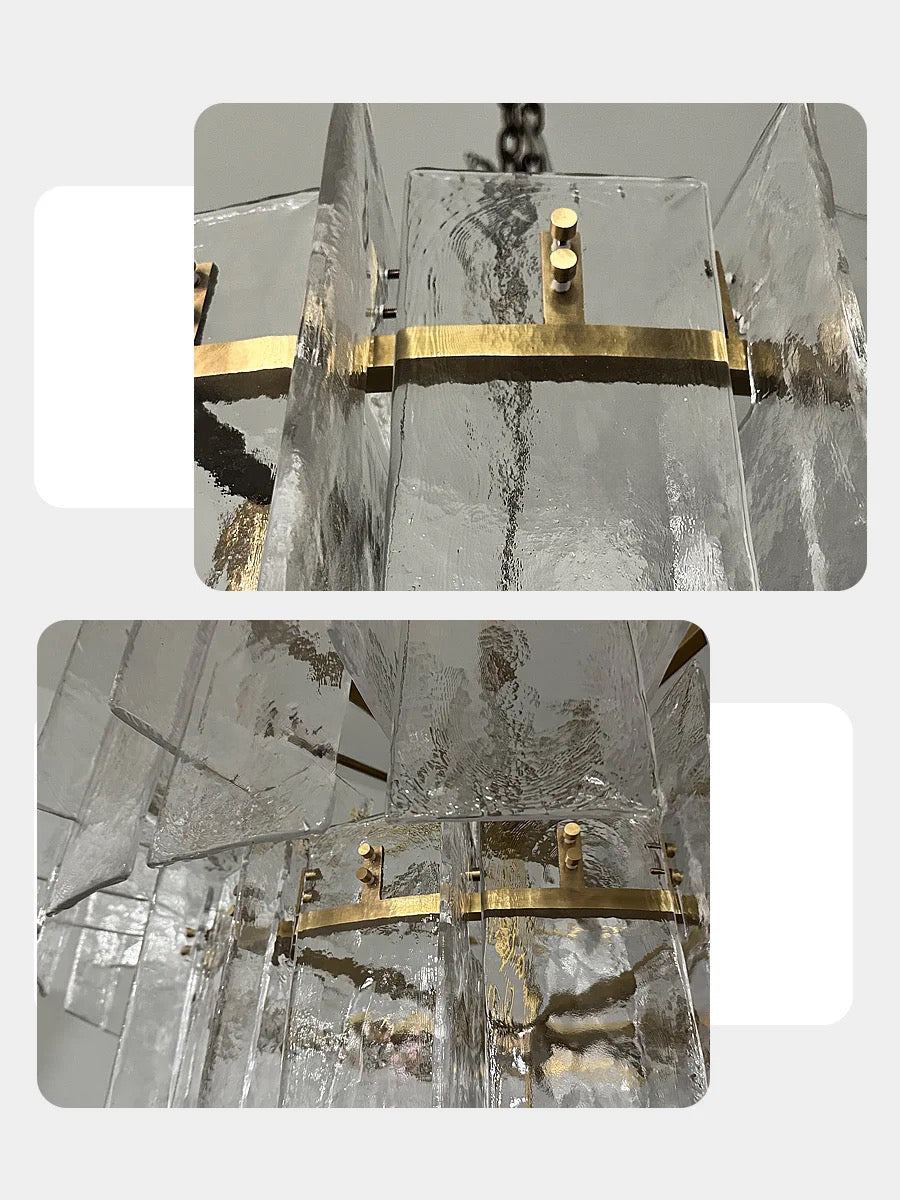 Lattica Smoke Glass Tiered Gold Chandelier for Foyer, Living Room, Entryway