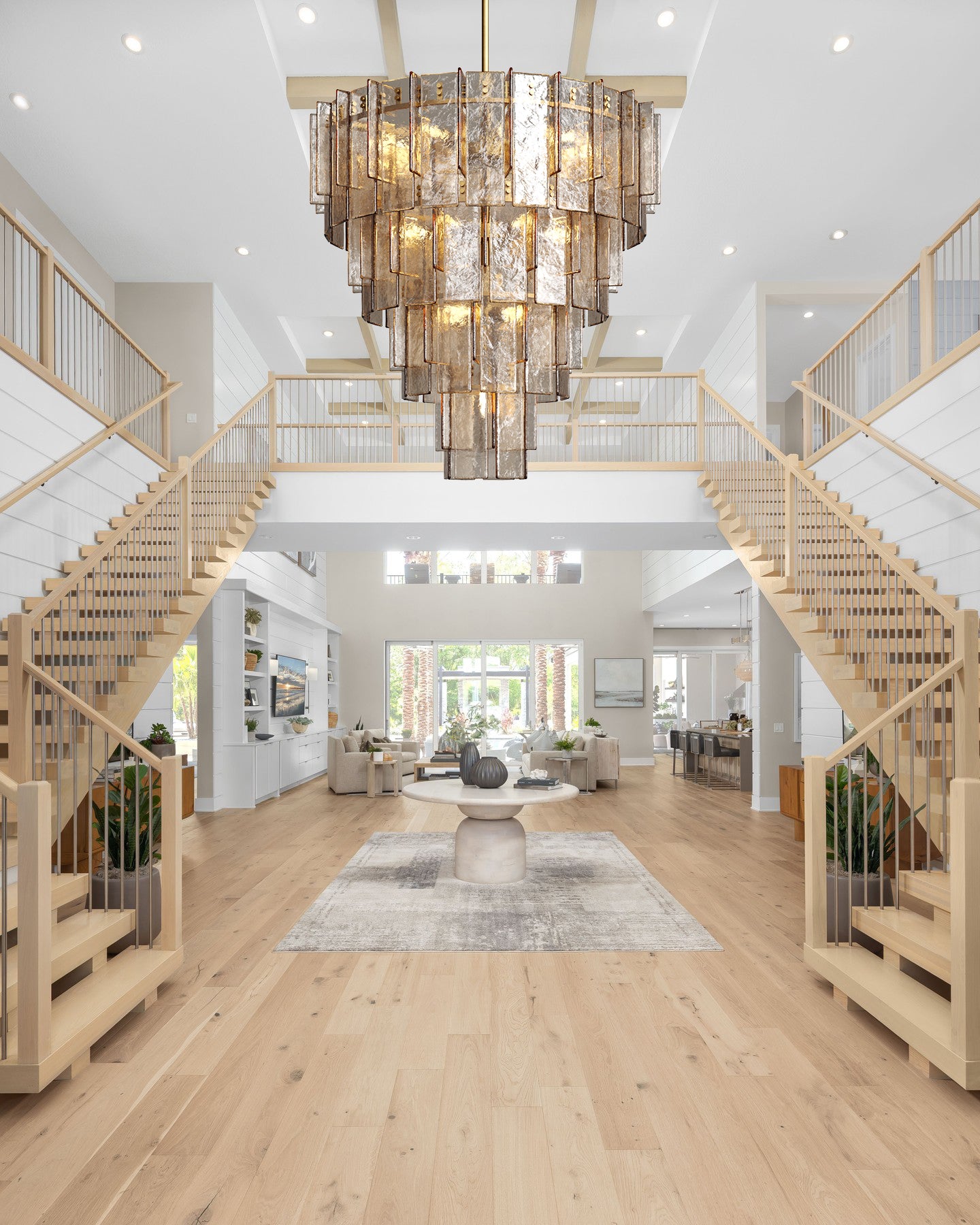 Lattica Glass Tiered Gold Chandelier for Foyer, Living Room, Entryway