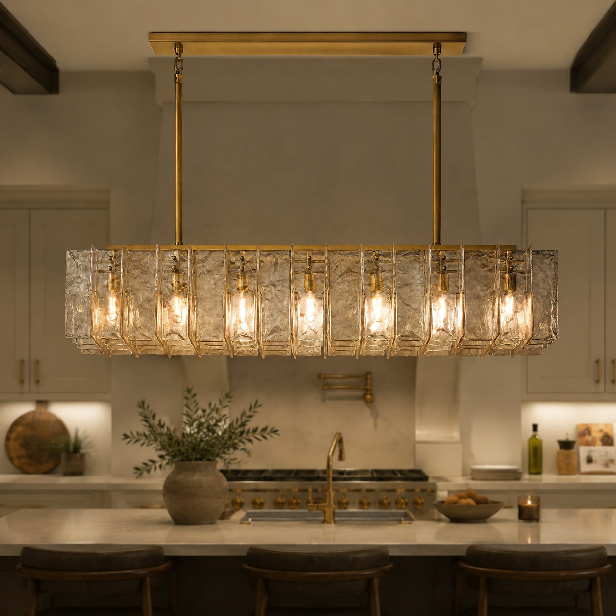 Lattica Glass Rectangular Chandelier for Dining Room, Living Room, Kit