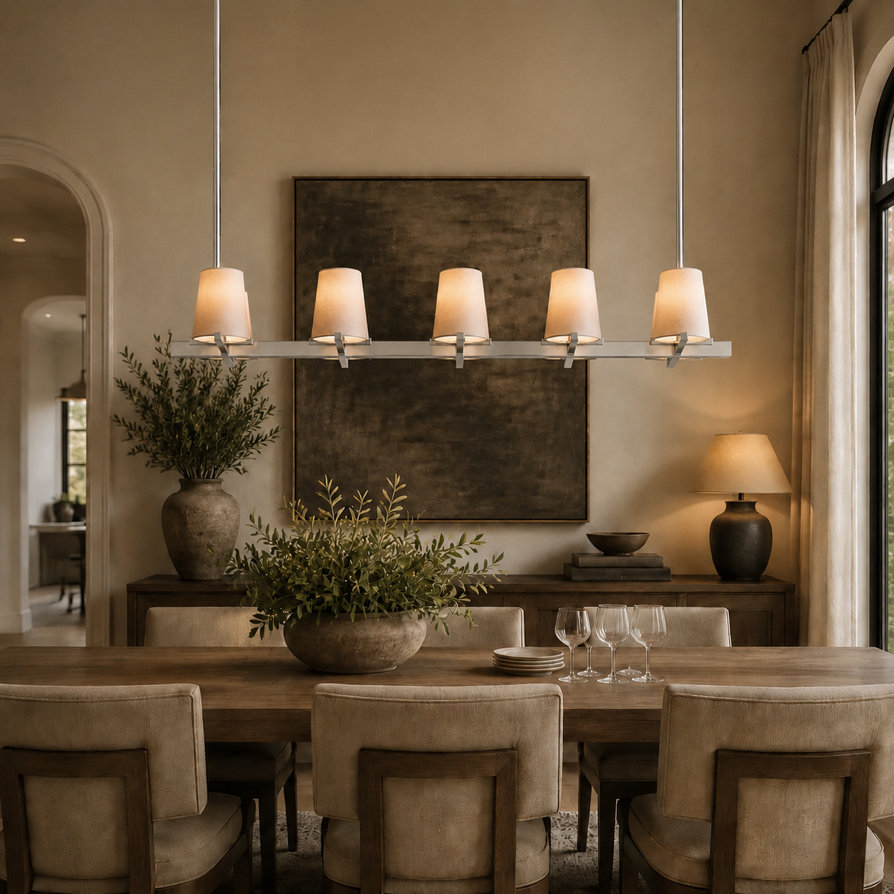 Pauillace Fabric Shade Linear Chandelier