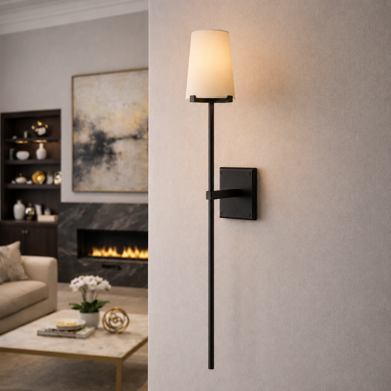Pauillace Fabric Shade Torch Sconce