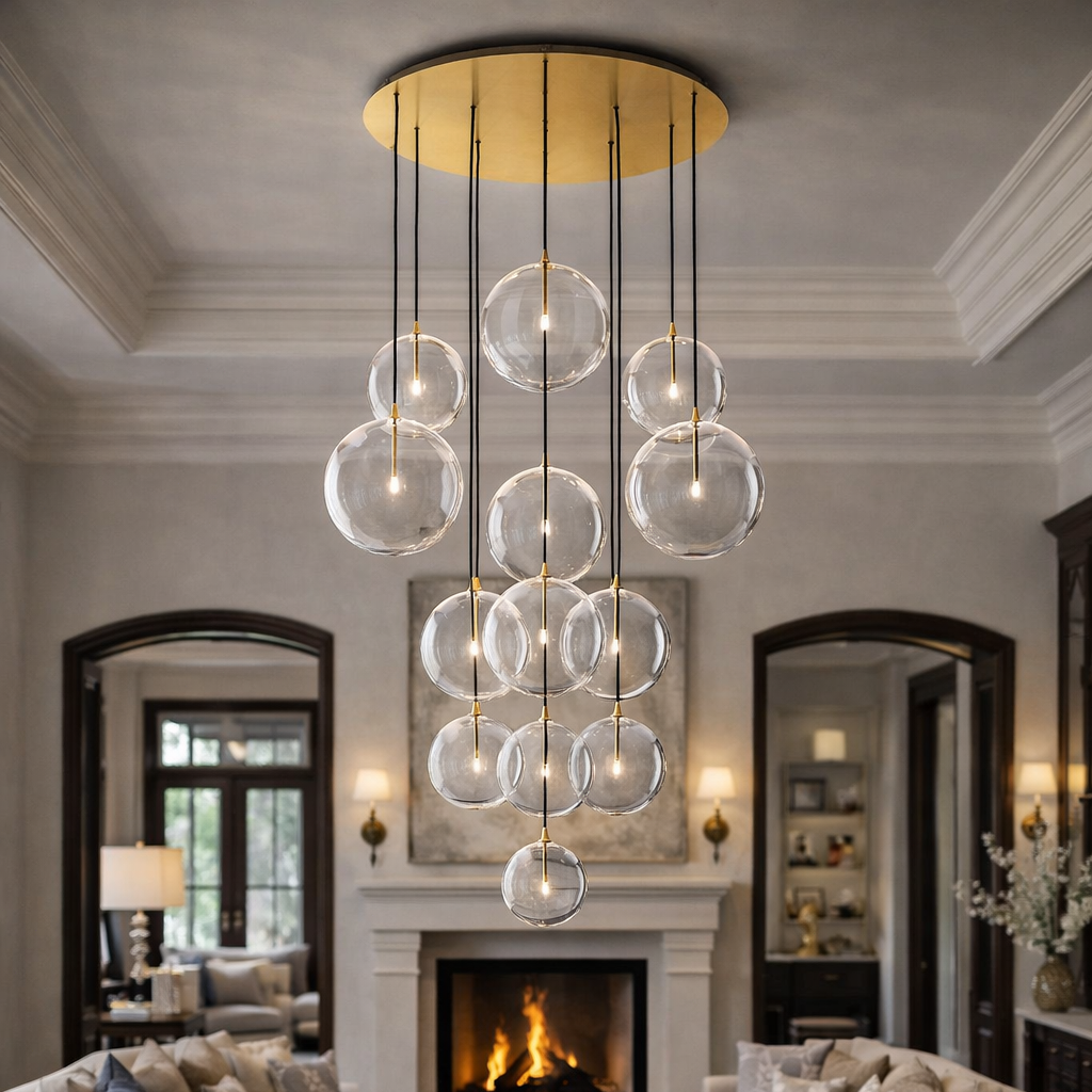 Glass Globe Cluster Chandelier