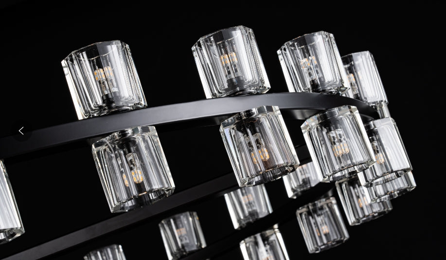 DRCACHON LED ROUND BLACK WAGON WHEEL CHANDELIER 36"