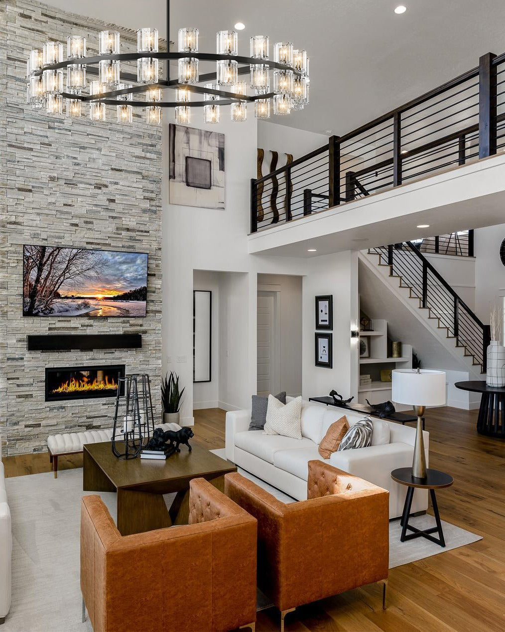 DRCACHON LED ROUND BLACK WAGON WHEEL CHANDELIER 36"