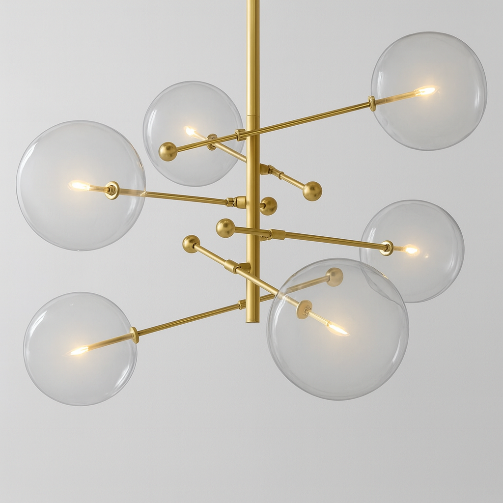 Glass Globe Six-Arm Chandelier