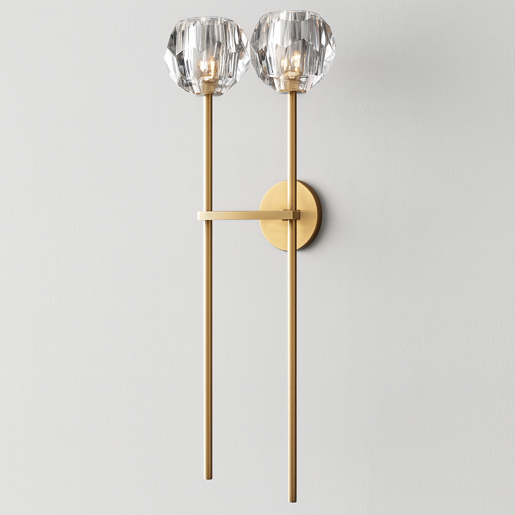 Boule do Cristal Clear Glass Grand Double Sconce