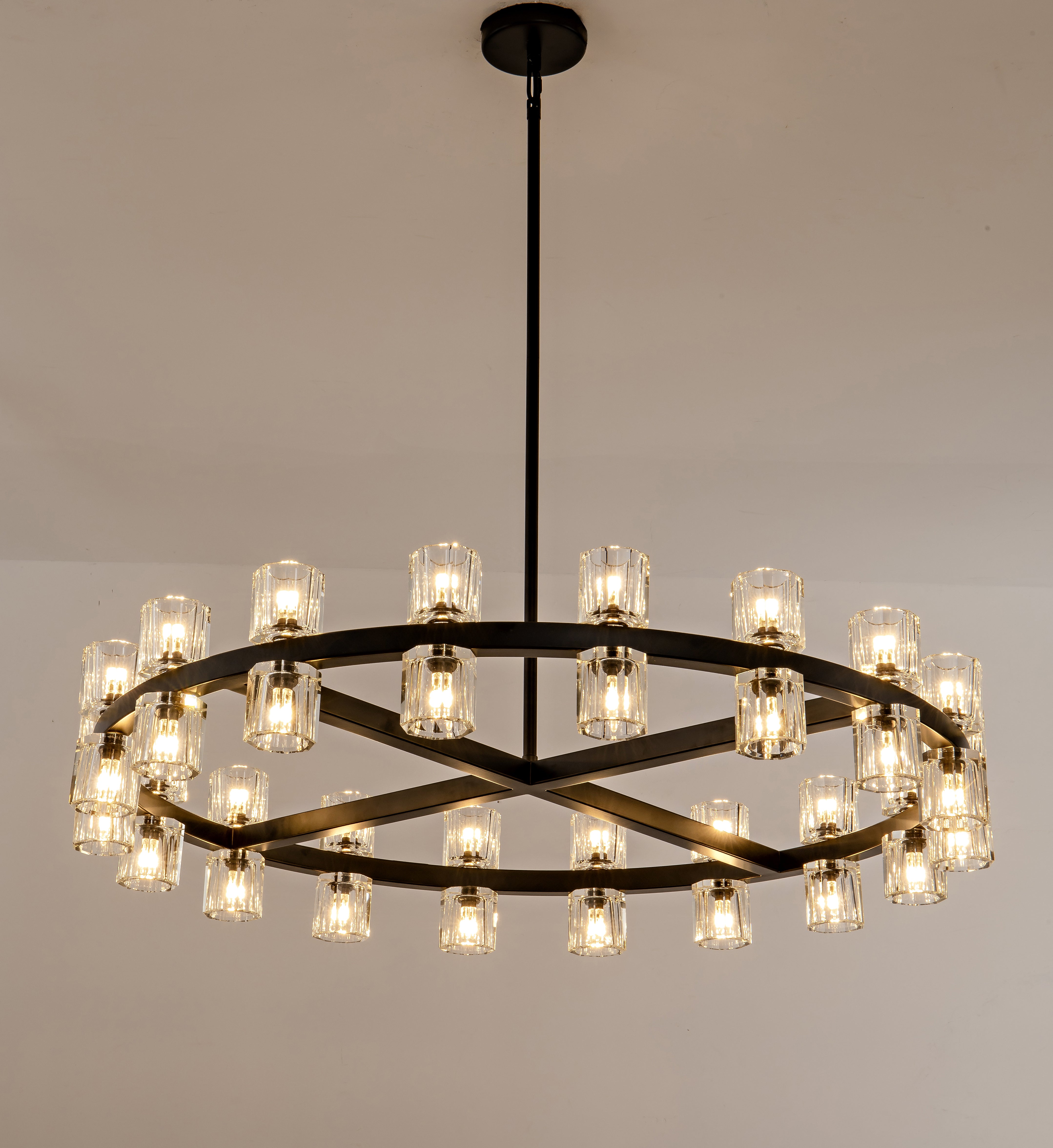 DRCACHON LED ROUND BLACK WAGON WHEEL CHANDELIER 36"