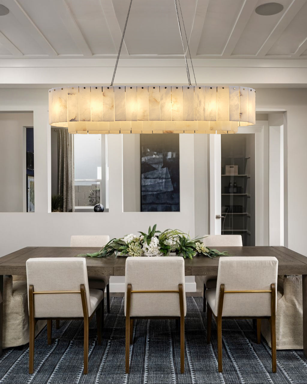 Nonzerat Rectangle Alabaster Dining Room Chandeliers