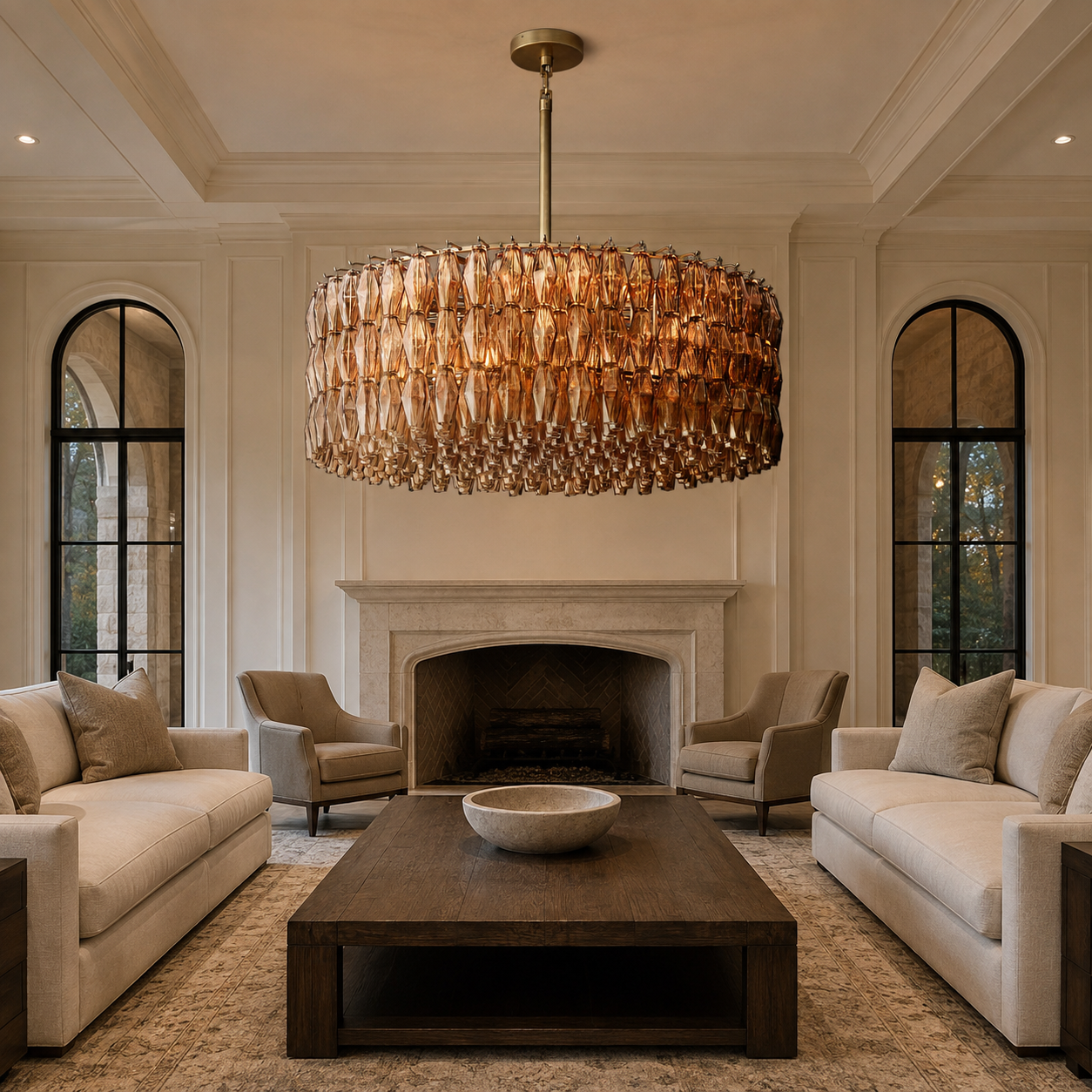Chofira Smoke Glass Round Chandelier