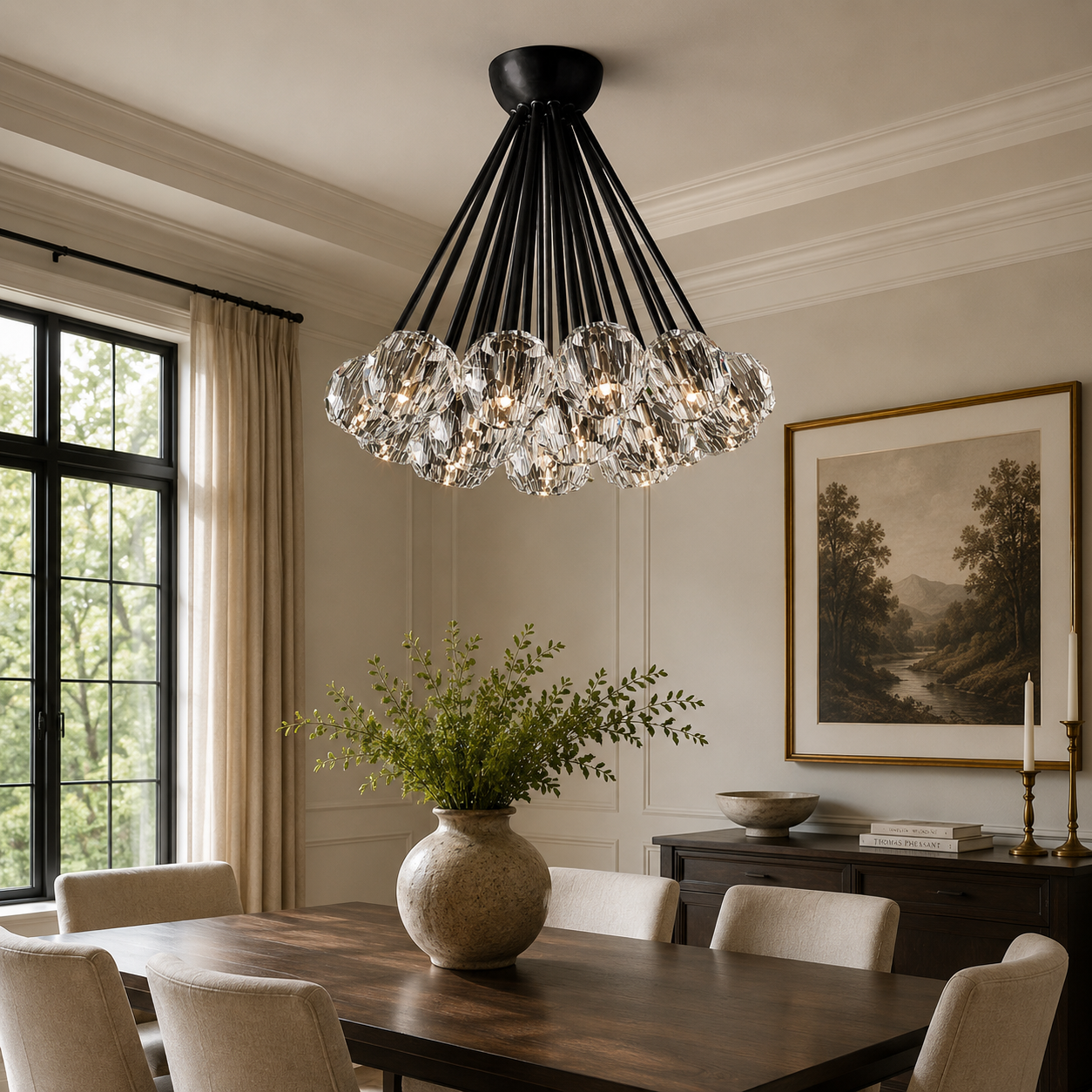 Boule do Cristal Clear Glass Flushmount