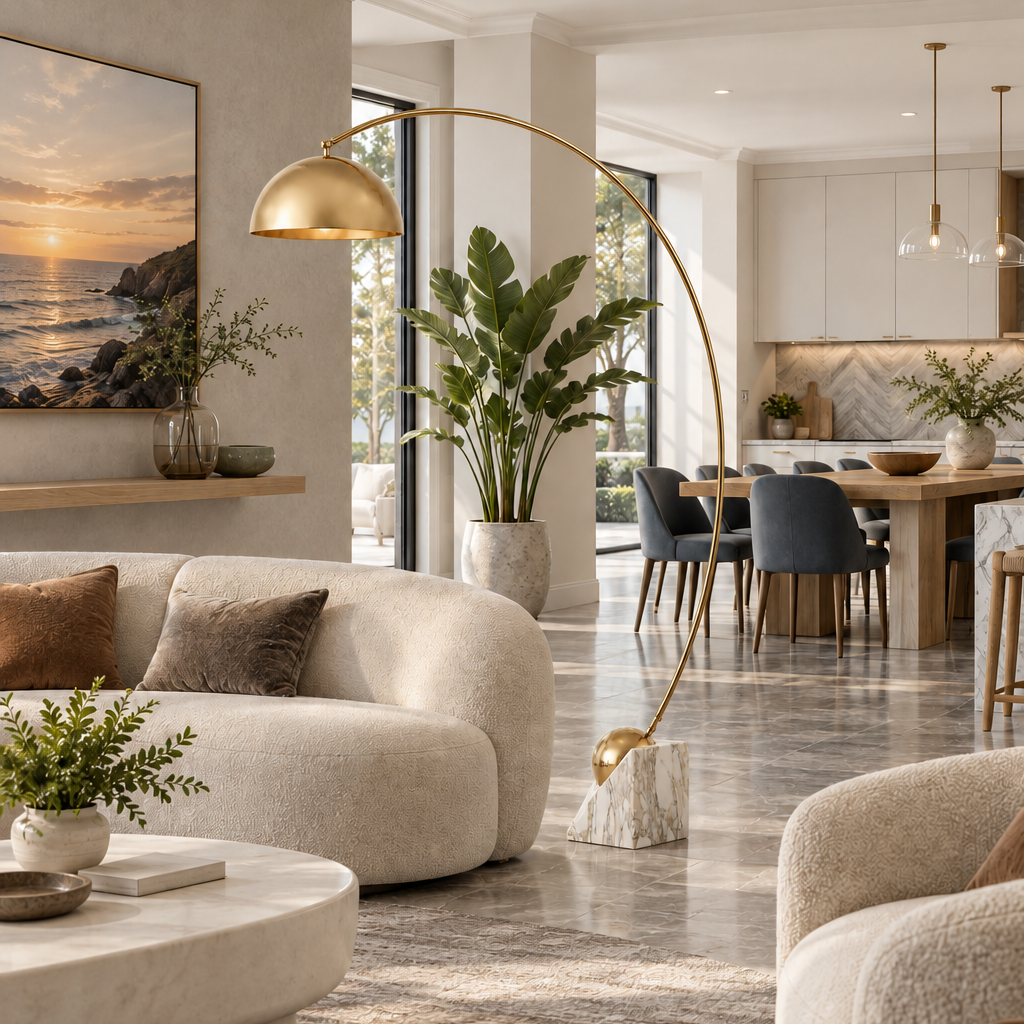 Floor Lamp with Marble Base