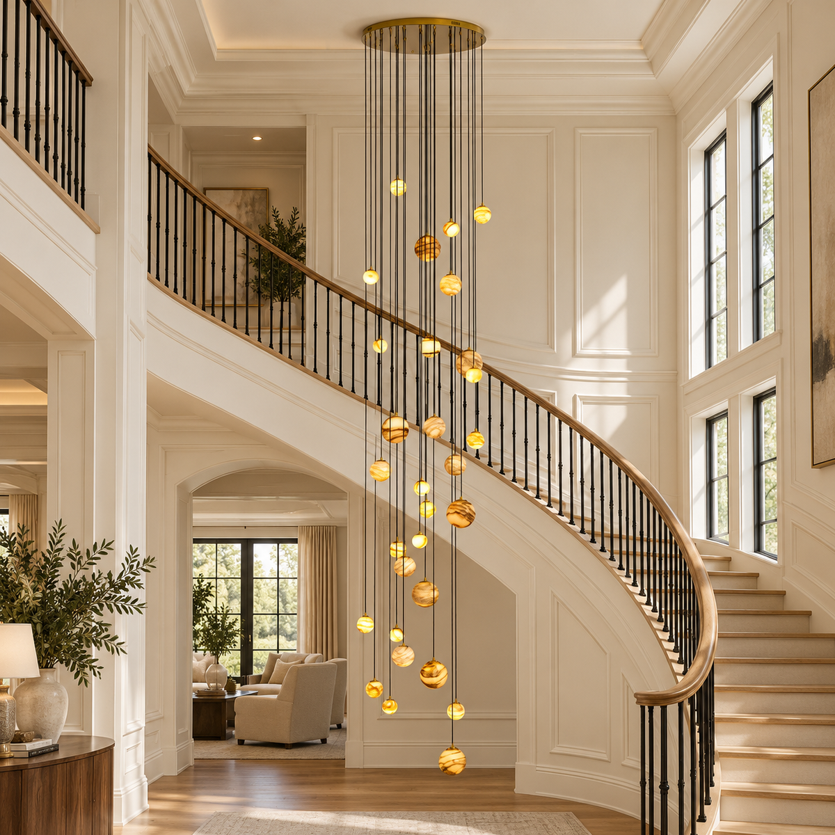 Ambrose Alabaster Globe Cascade Chandelier