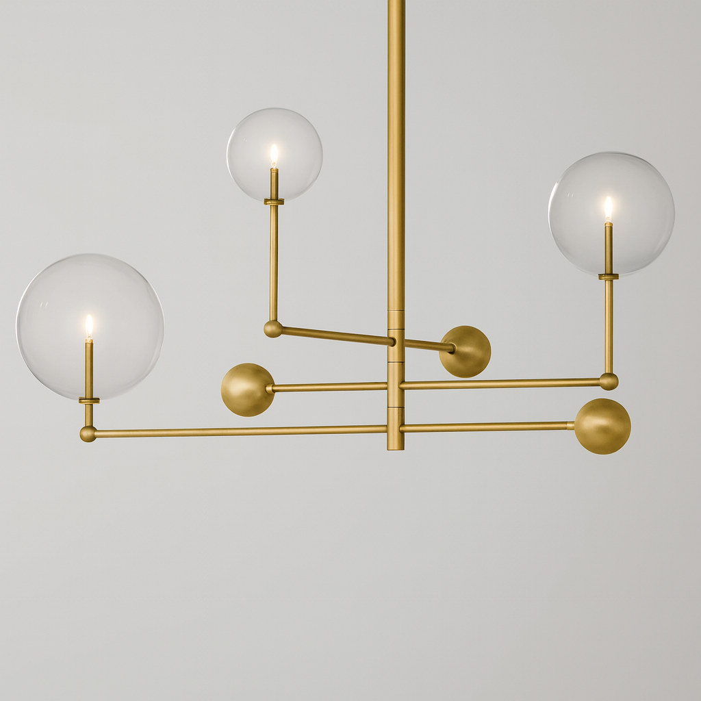 Glass Globe Three-Arm Chandelier