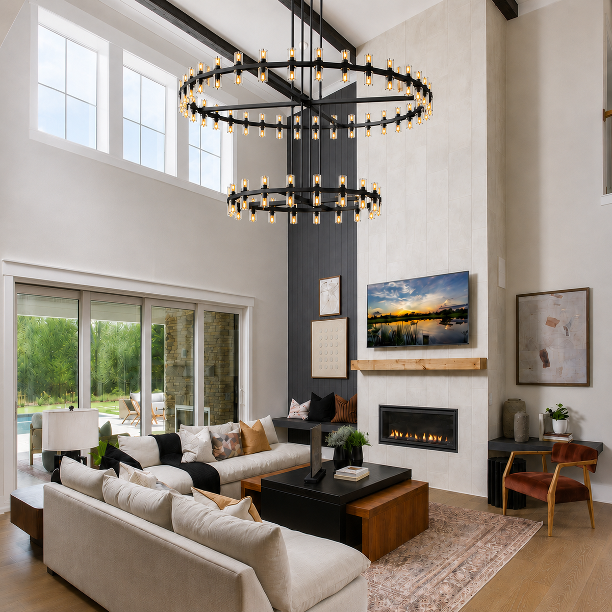 Arcuphoe Series Round Two-tierd Wagon Wheel Chandelier