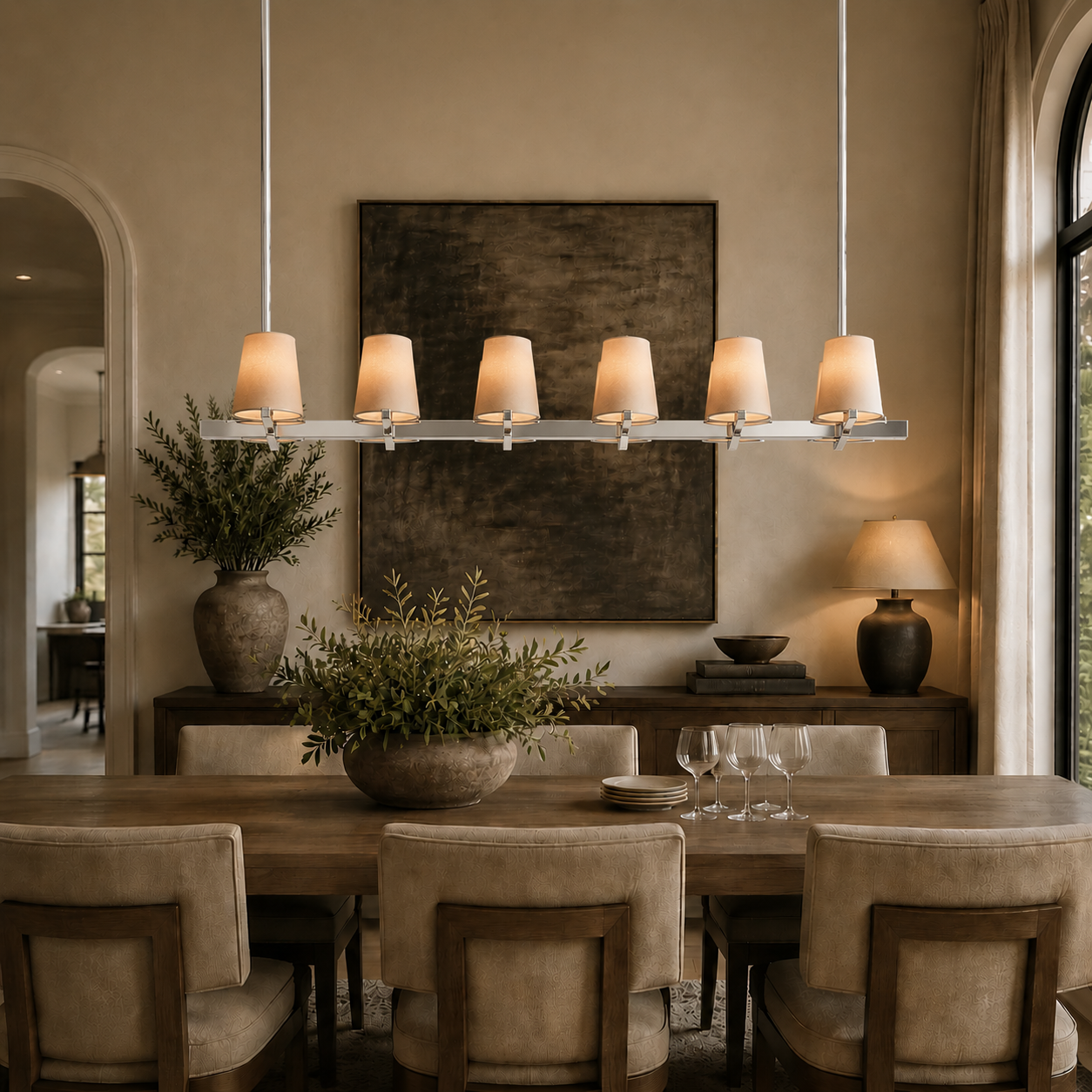 Pauillace Fabric Shade Linear Chandelier