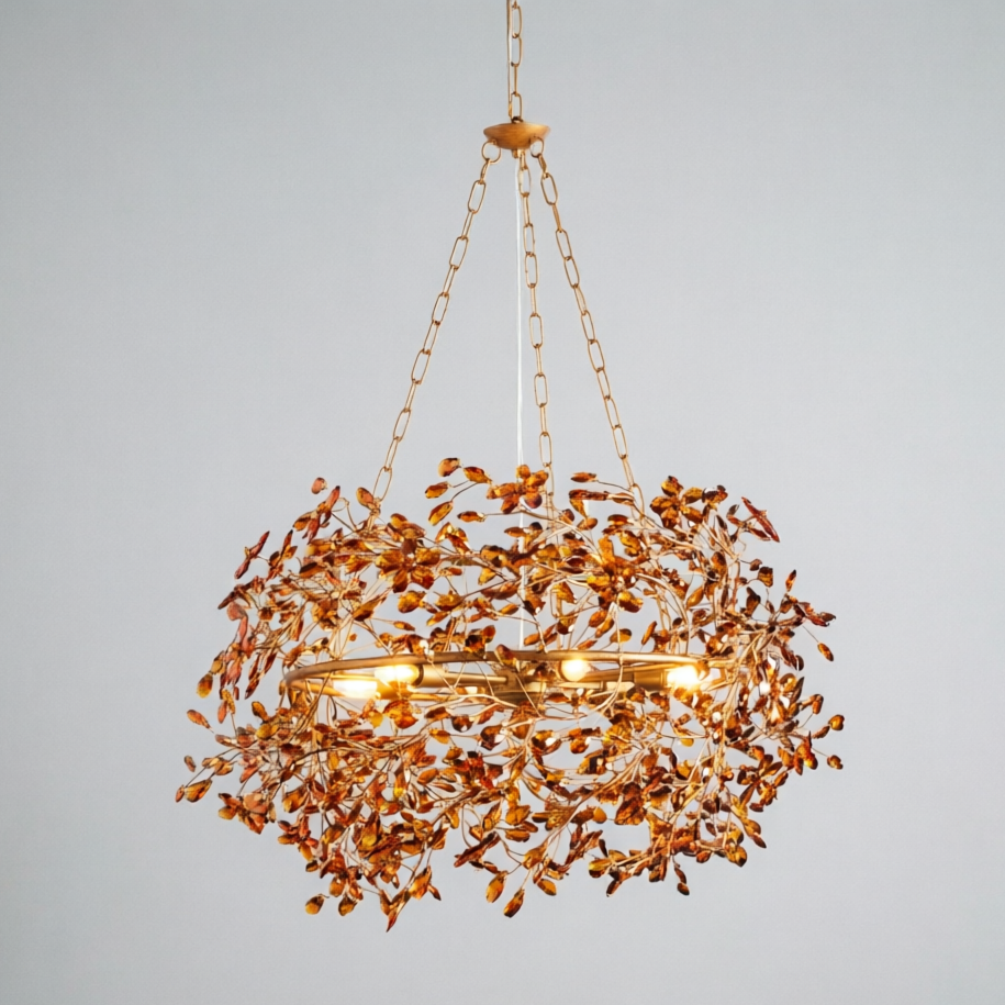 Fiore Crown Chandelier with Amber Glass