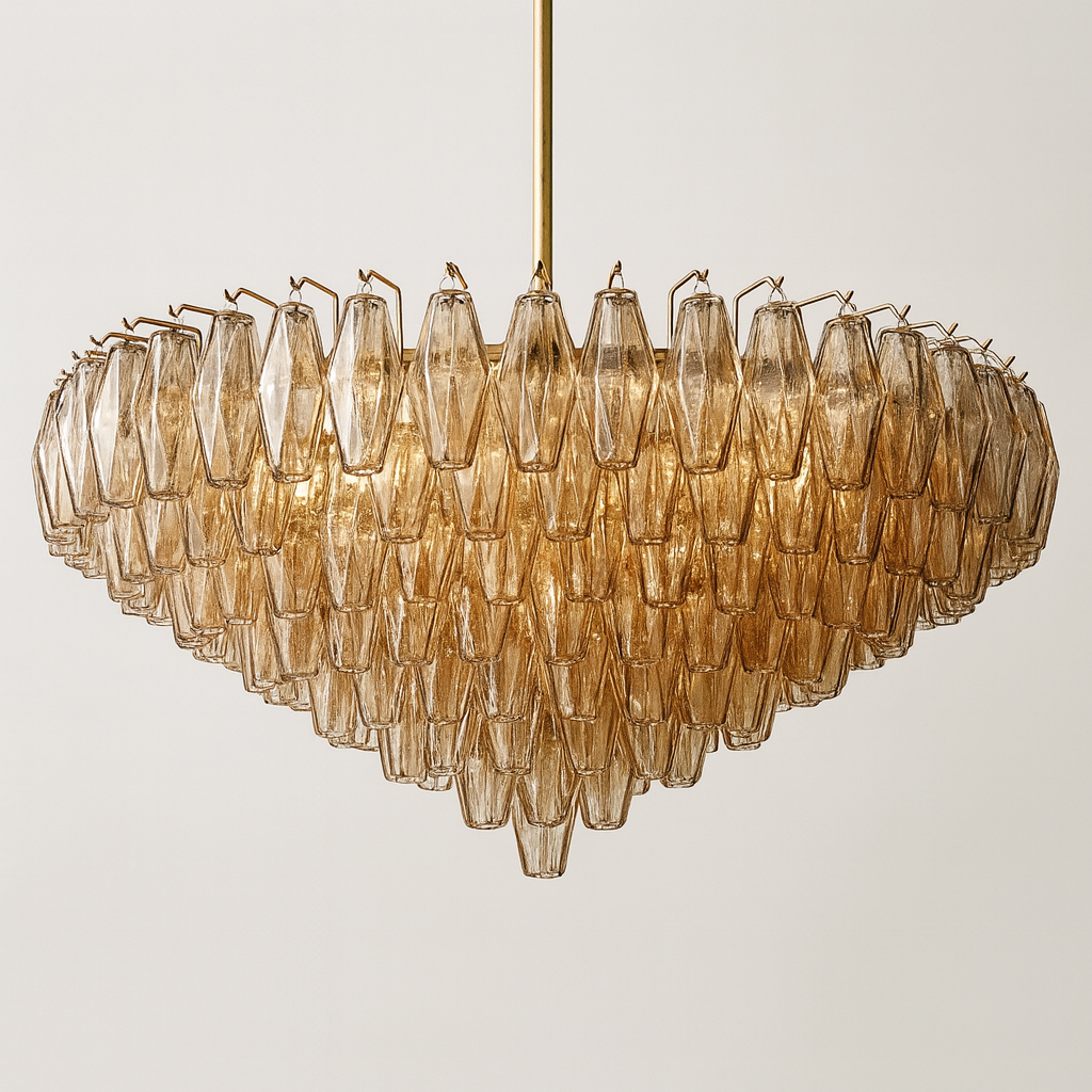 DHIARA SMOKE GLASS TIERED ROUND CHANDELIER