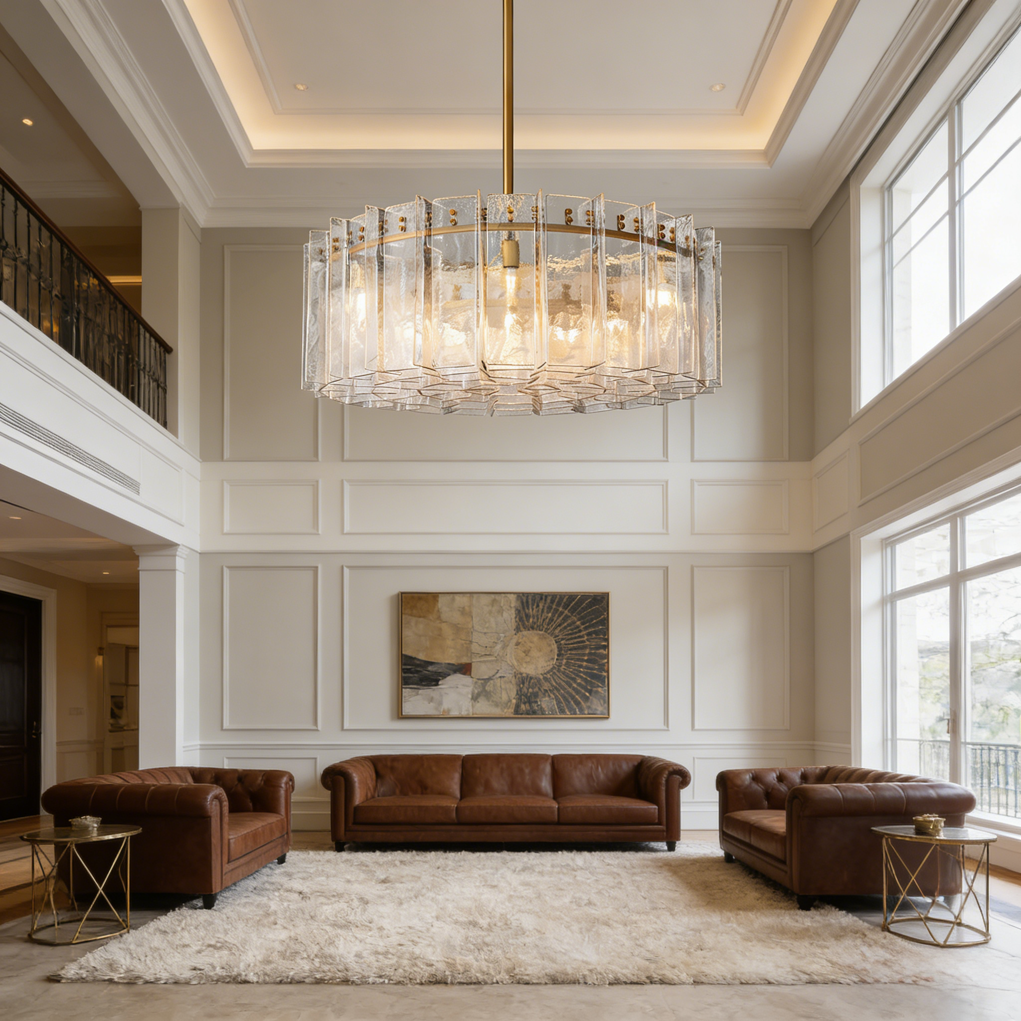 Lattica Clear Glass Gold Chandelier for Dining Room, Living Room, Bedroom