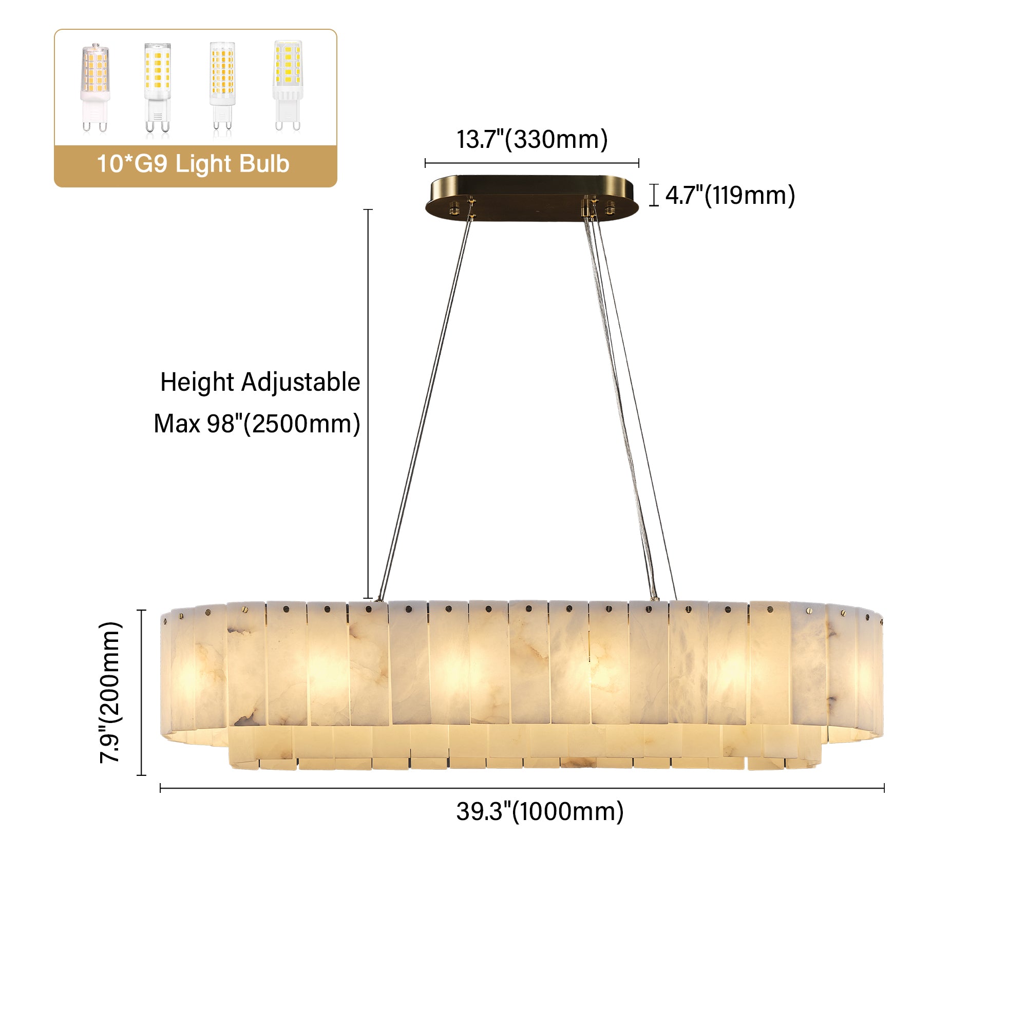Nonzerat Rectangle Alabaster Dining Room Chandeliers