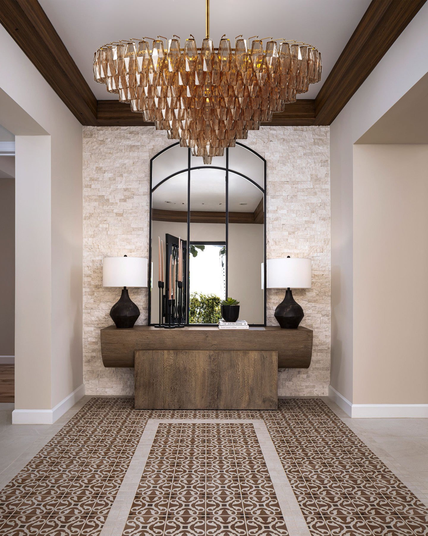 DHIARA SMOKE GLASS TIERED ROUND CHANDELIER 47"