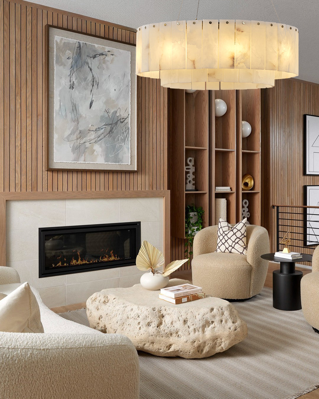 Nonzerad 31" 10 - Light 2 - Tier Alabaster Dining Room Gold Chandelier Pendant Lights