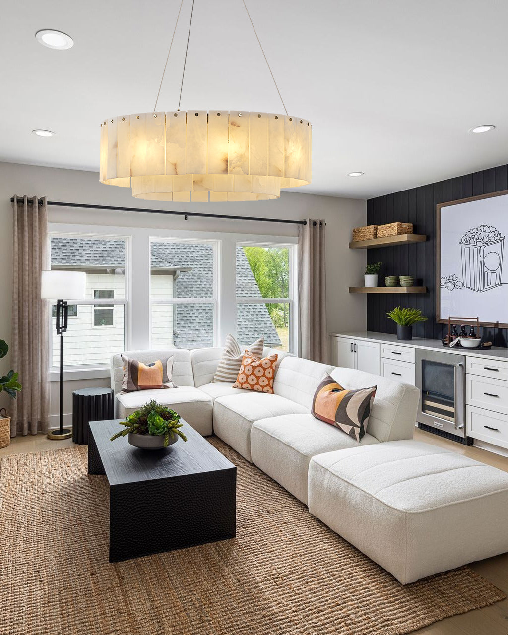 Nonzerad 31" 10 - Light 2 - Tier Alabaster Dining Room Gold Chandelier Pendant Lights