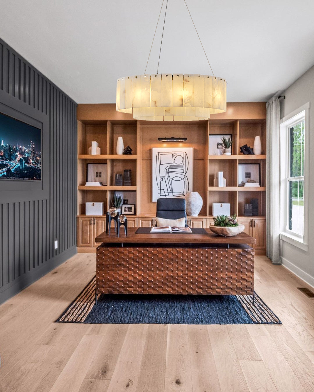 Nonzerad 31" 10 - Light 2 - Tier Alabaster Dining Room Gold Chandelier Pendant Lights