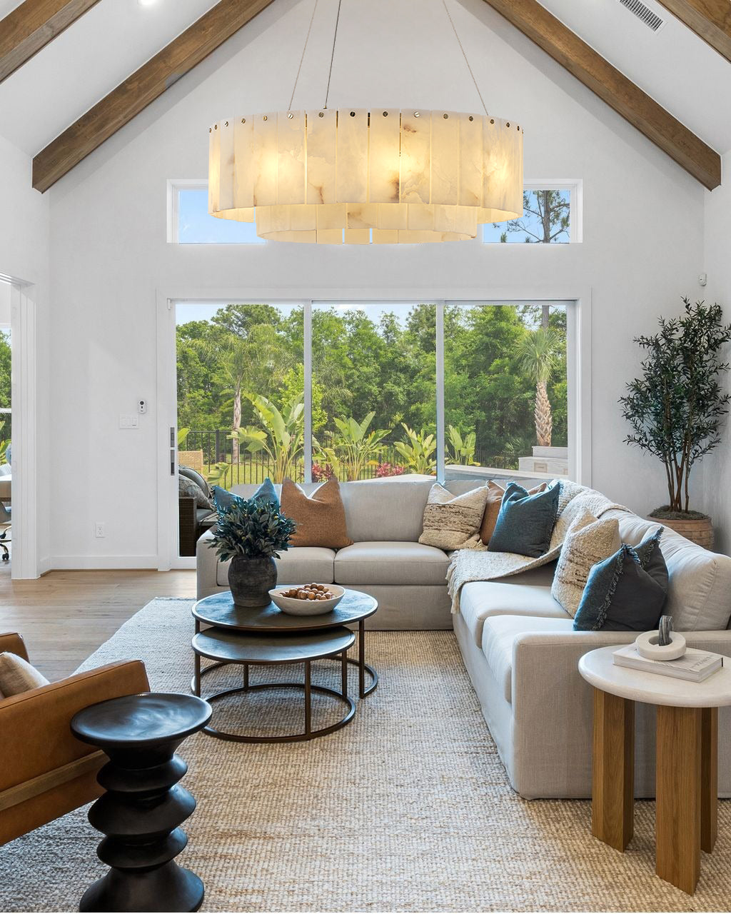 Nonzerad 31" 10 - Light 2 - Tier Alabaster Dining Room Gold Chandelier Pendant Lights