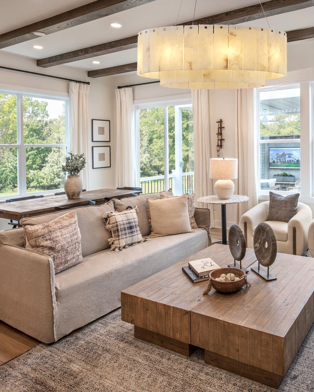 Nonzerad 31" 10 - Light 2 - Tier Alabaster Dining Room Gold Chandelier Pendant Lights