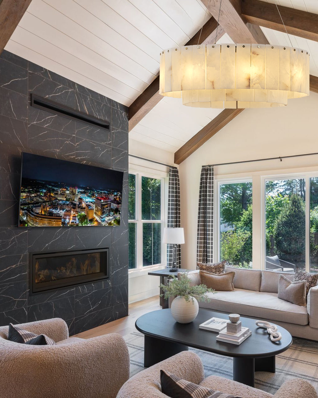 Nonzerad 31" 10 - Light 2 - Tier Alabaster Dining Room Gold Chandelier Pendant Lights