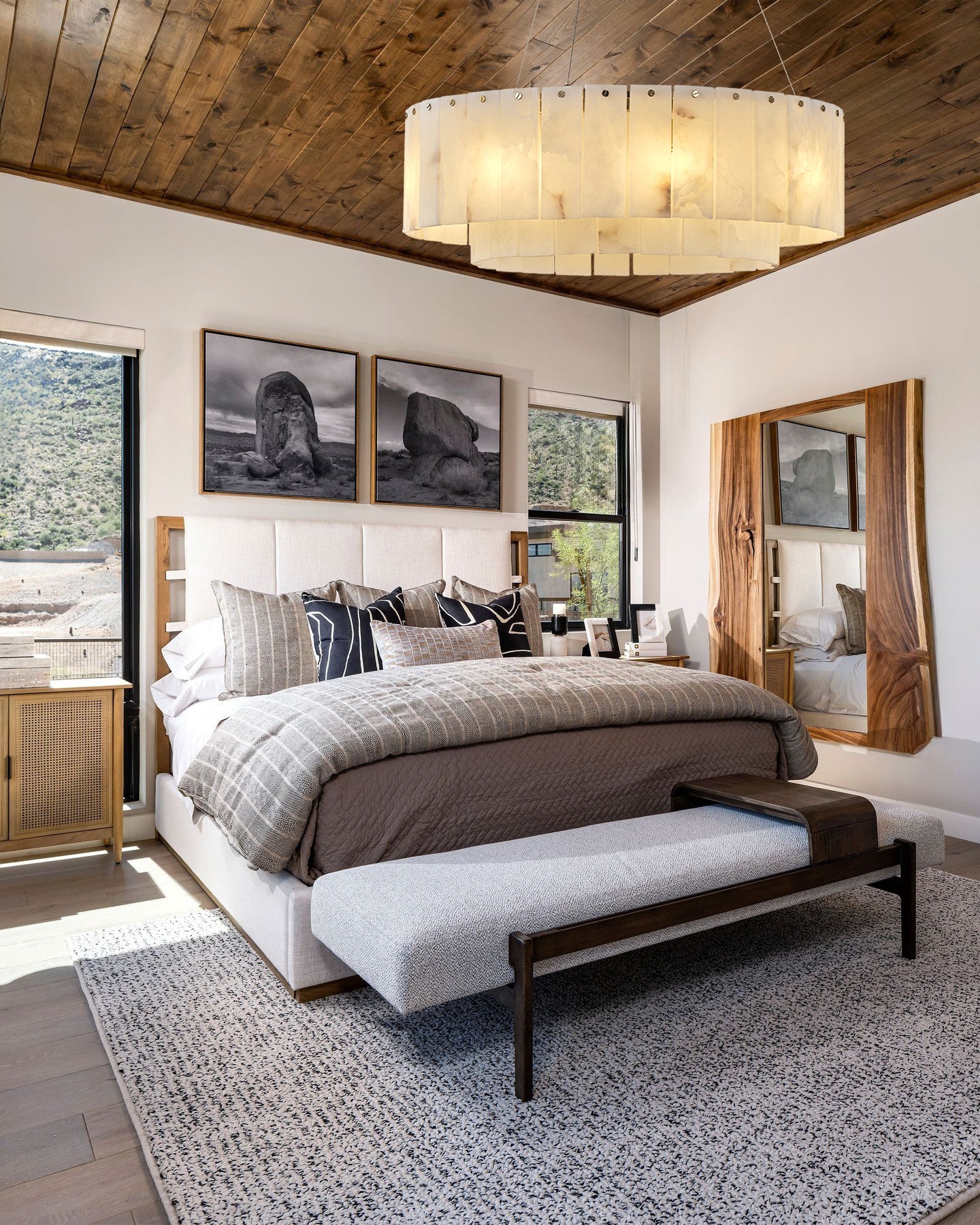 Nonzerad 31" 10 - Light 2 - Tier Alabaster Dining Room Gold Chandelier Pendant Lights