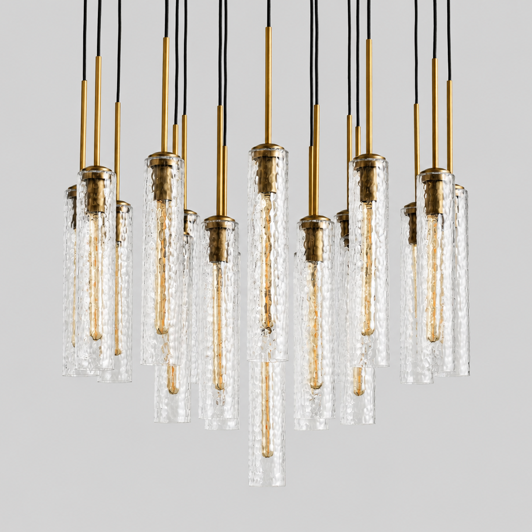 Colleena Hammered Glass Round Chandelier
