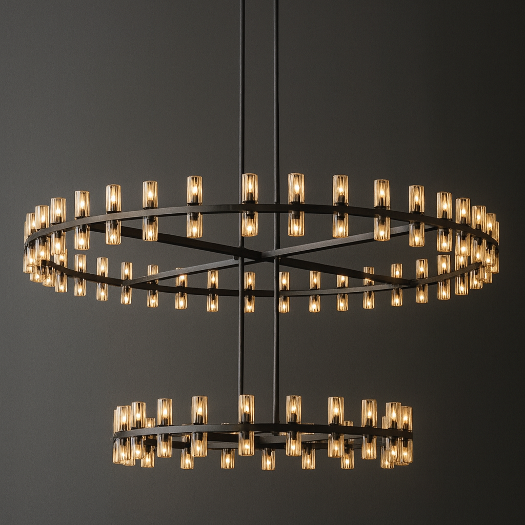 DRCACHON LED ROUND TWO-TIER CHANDELIER