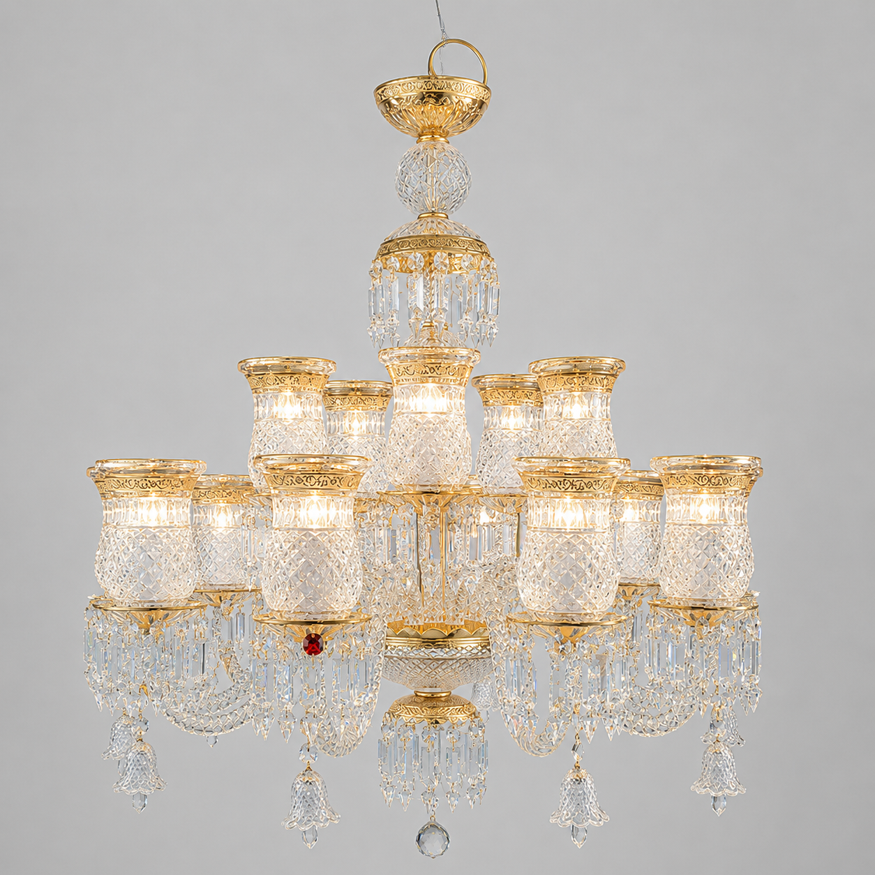 15 Lights Bacara Chandelier Gold & Clear Crystal Lighting