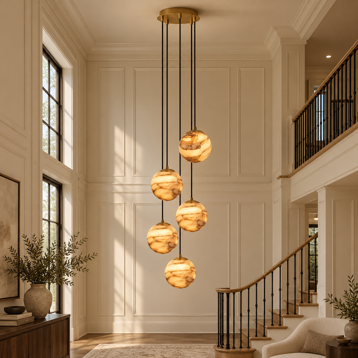 Ambrose Alabaster Globe Cascade Chandelier