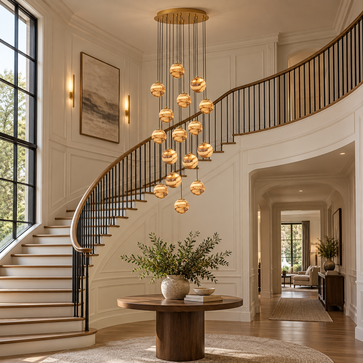 Ambrose Alabaster Globe Cascade Chandelier