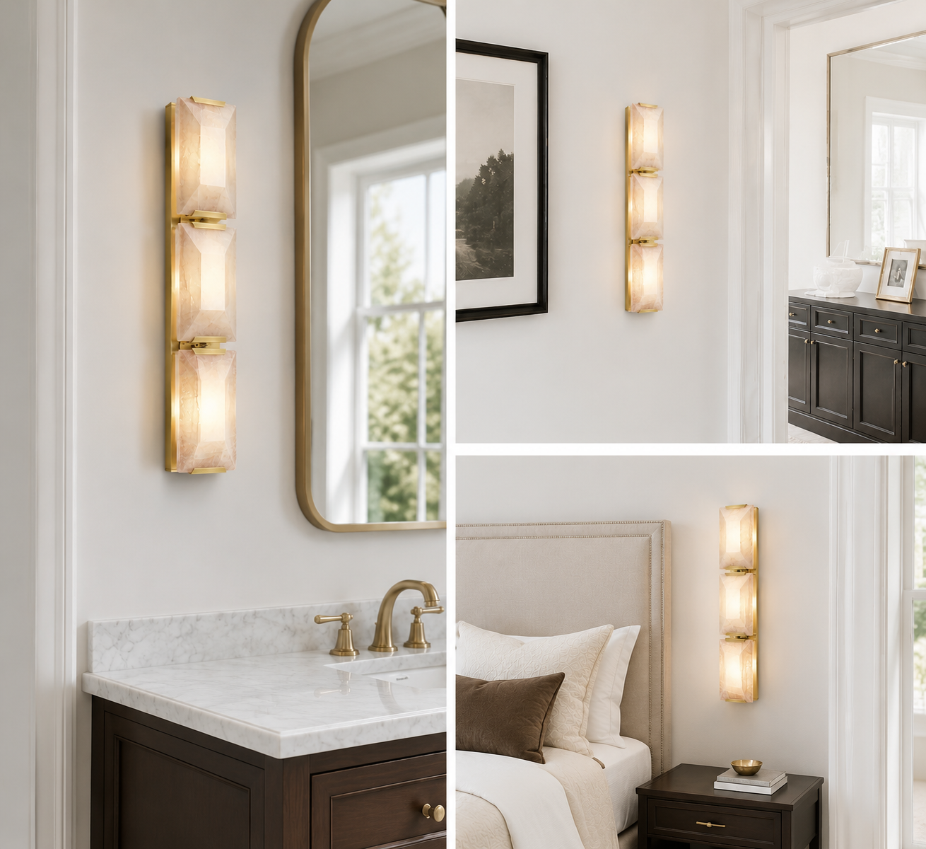 Hadilor Calcite Triple Sconce