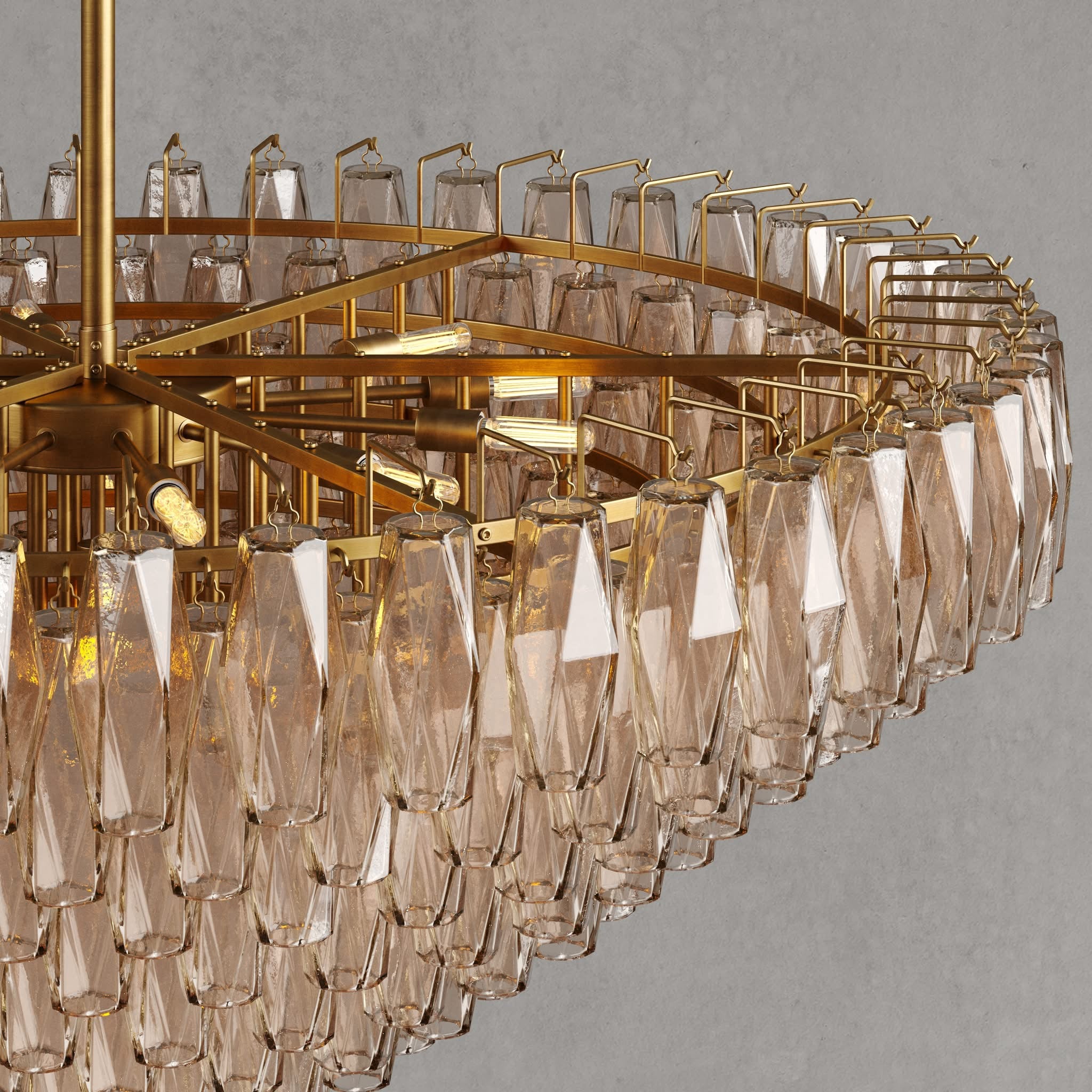 DHIARA SMOKE GLASS TIERED ROUND CHANDELIER 47"