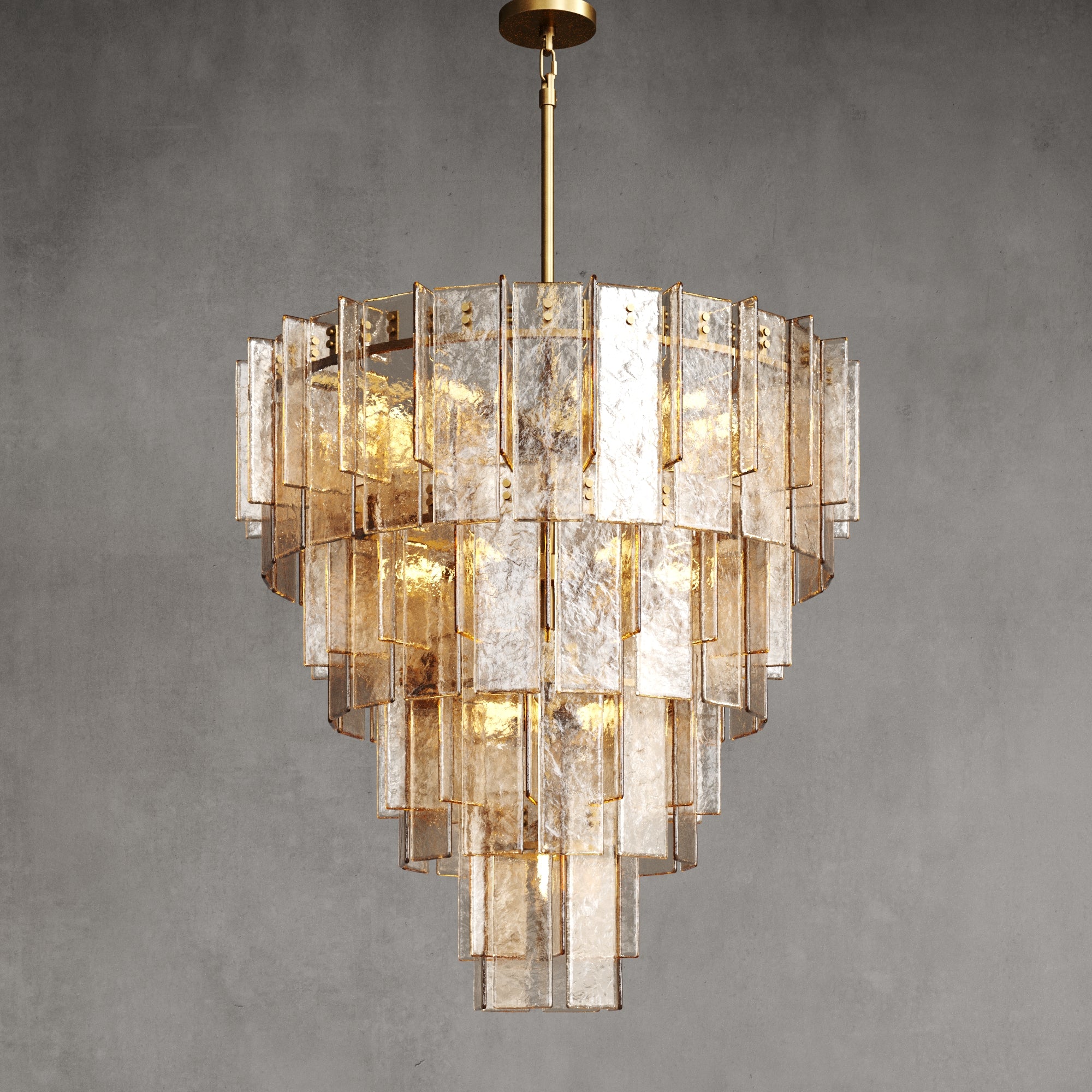 HATTICE SMOKE GLASS TIERED CHANDELIER 47"