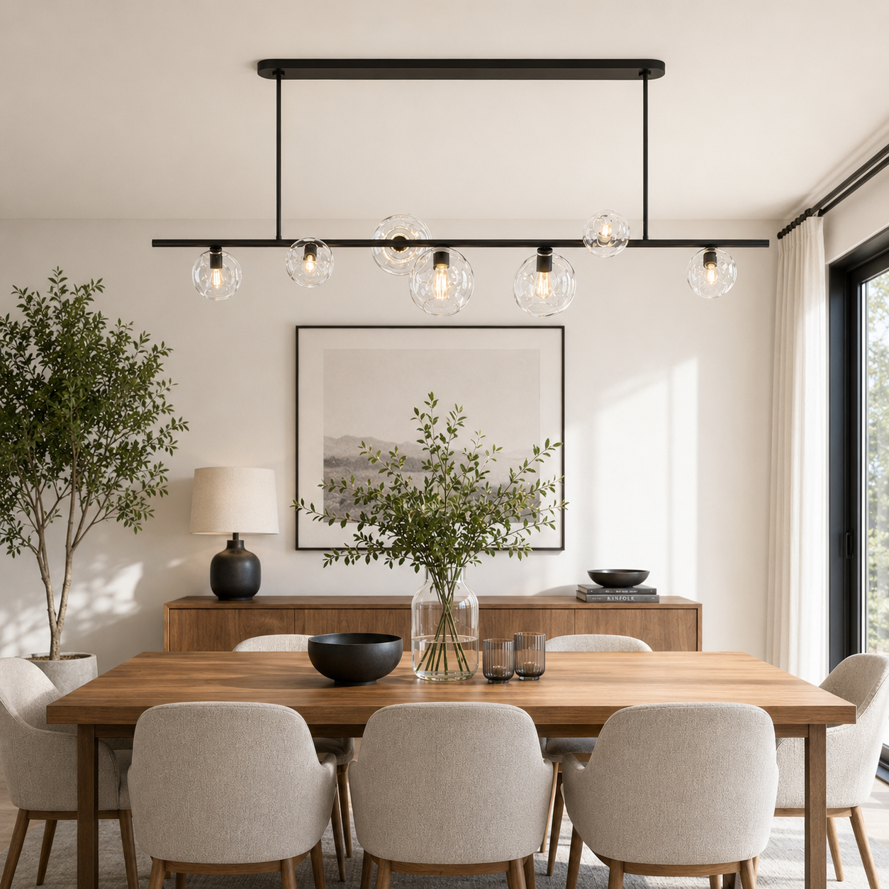 Bubbleler Clear Glass Linear Chandelier