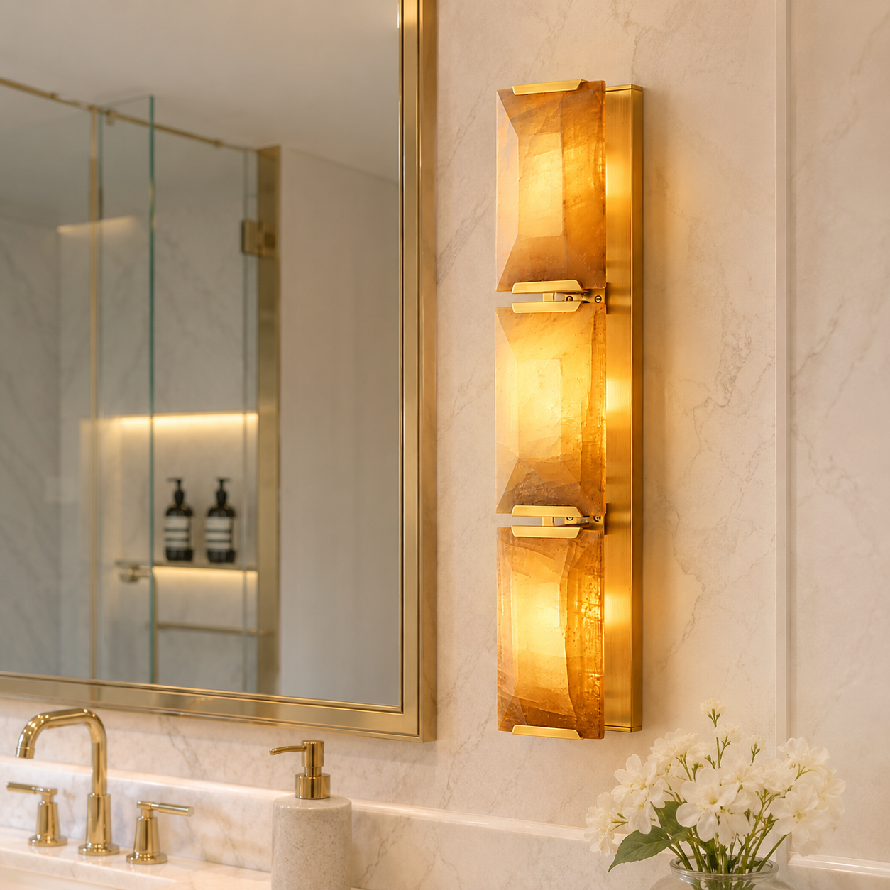 Hadilor Calcite Triple Sconce