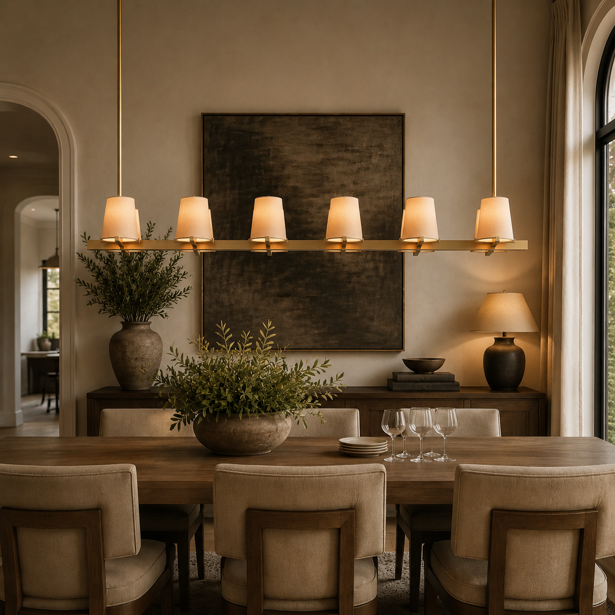 Pauillace Fabric Shade Linear Chandelier