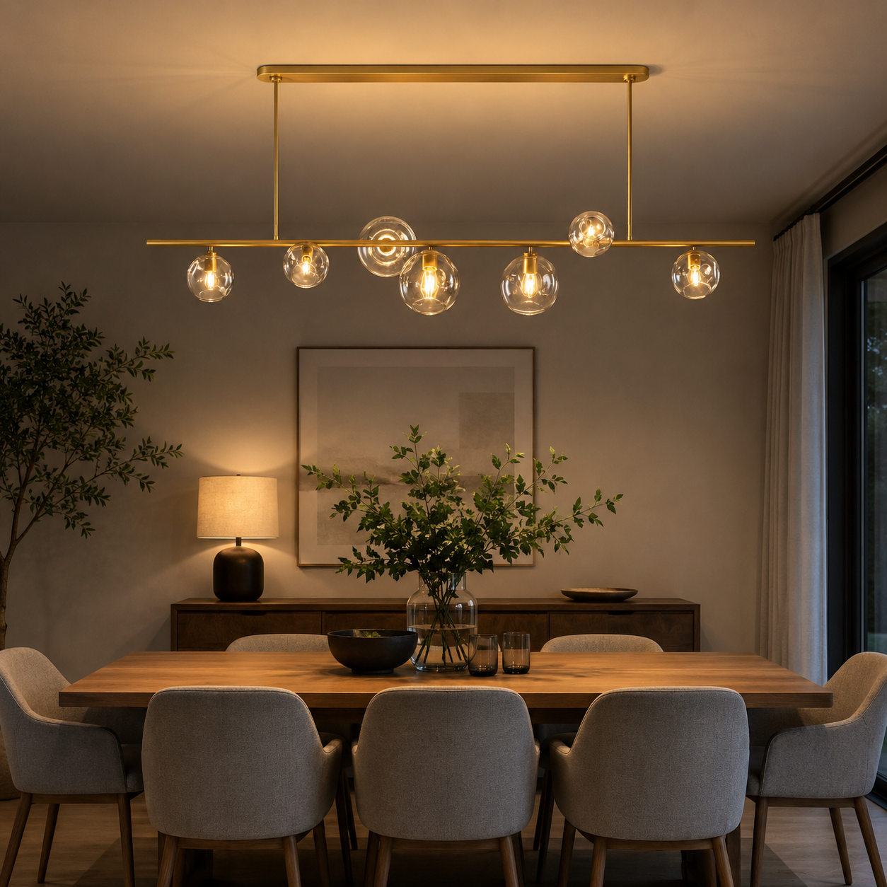 Bubbleler Clear Glass Linear Chandelier