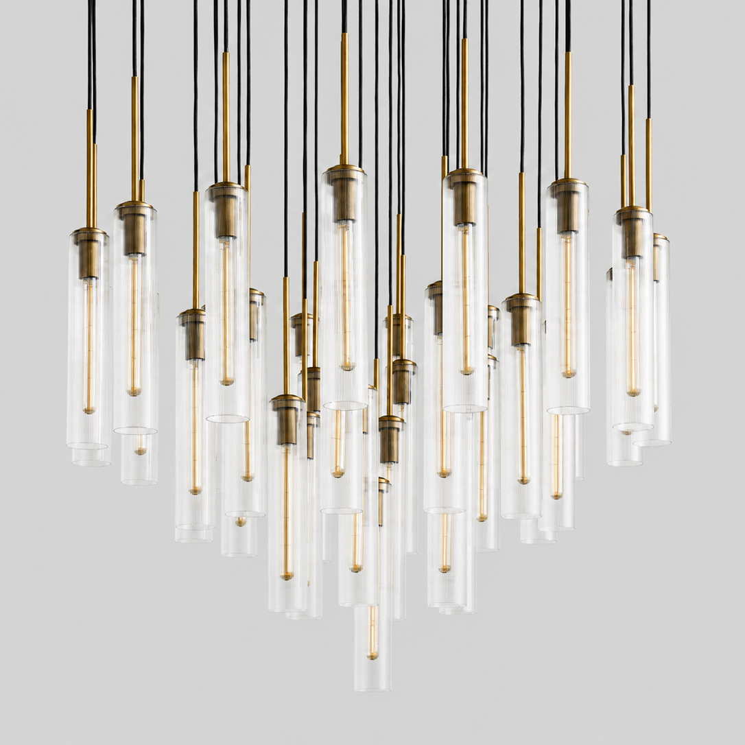 Colleena Fluted Glass Round Chandelier