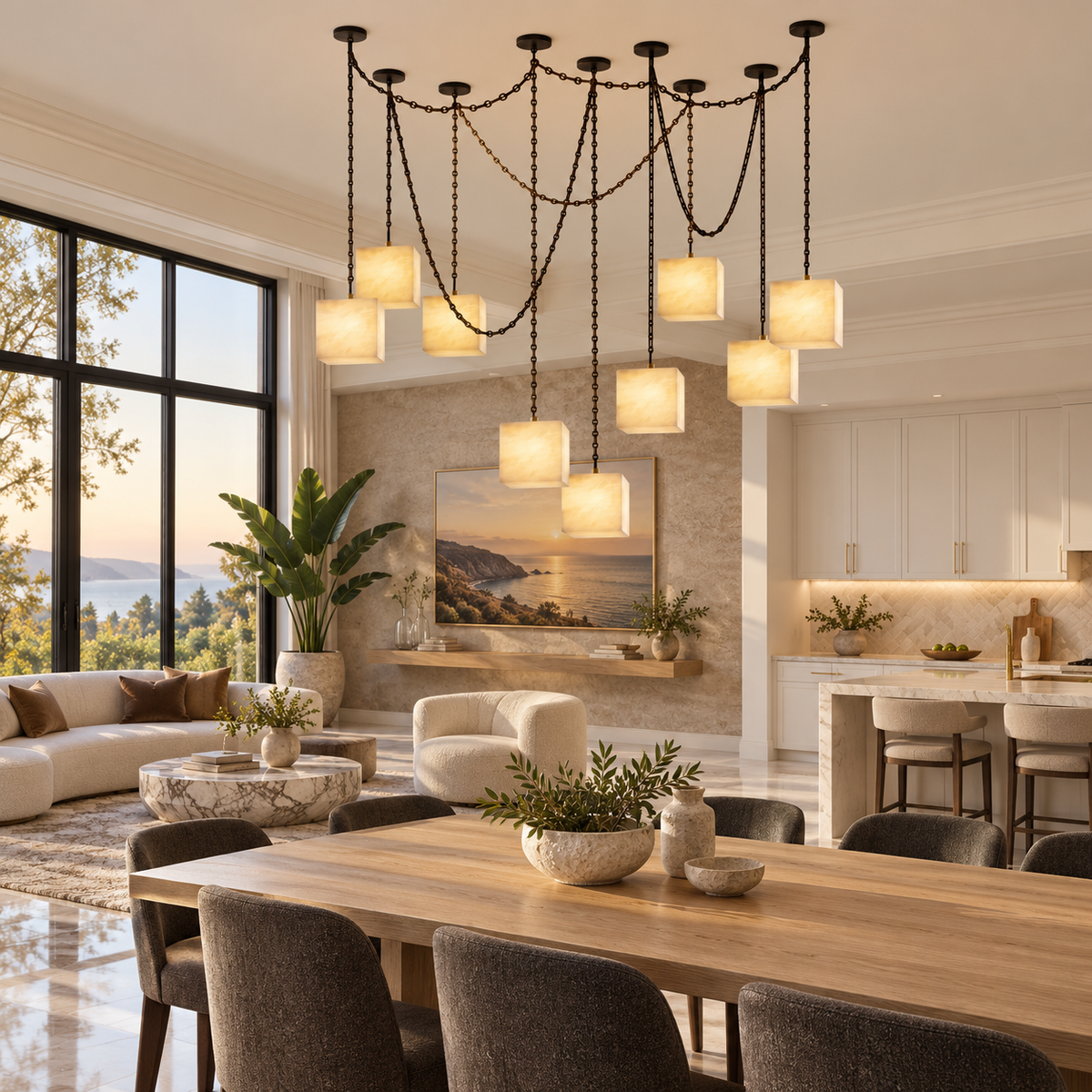 Alabaster Square Chain Chandelier