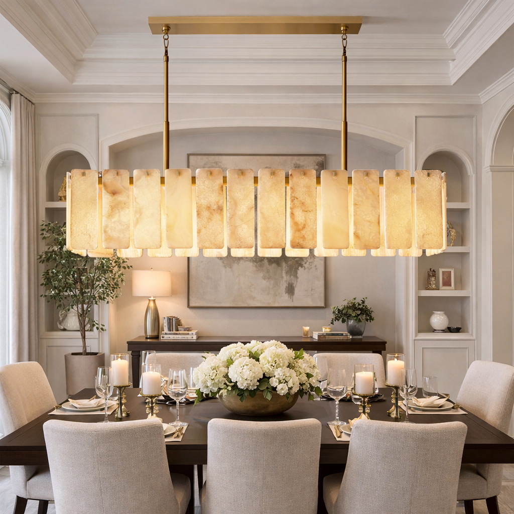 Calametta Onyx Rectangular Chandelier, Chandelier for Dining Room