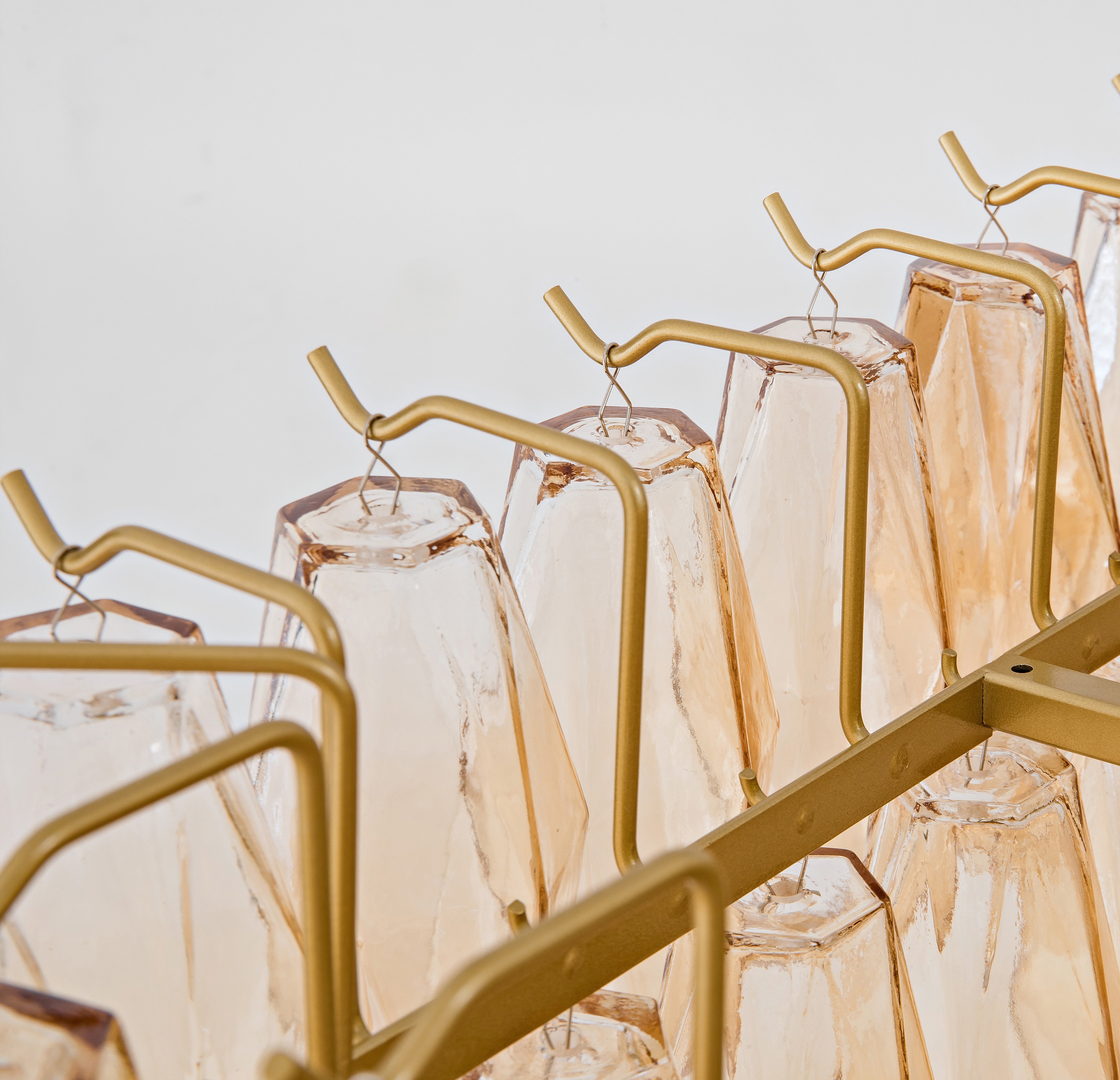 DHIARA SMOKE GLASS TIERED RECTANGULAR GOLD CHANDELIER 