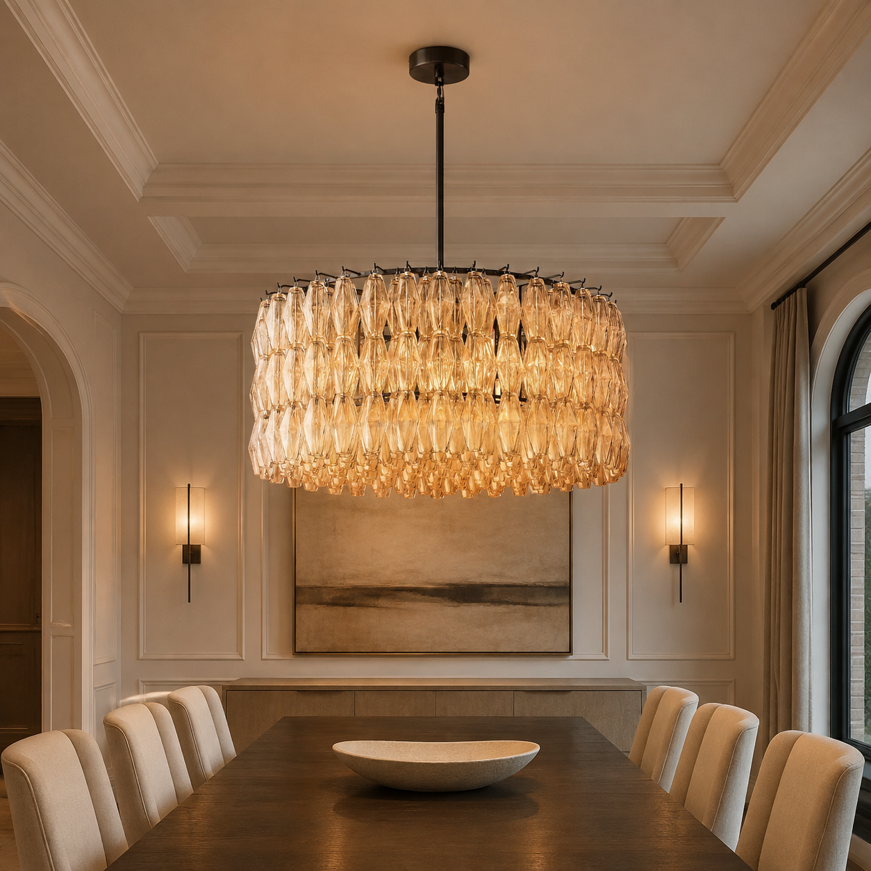 Chofira Smoke Glass Round Chandelier