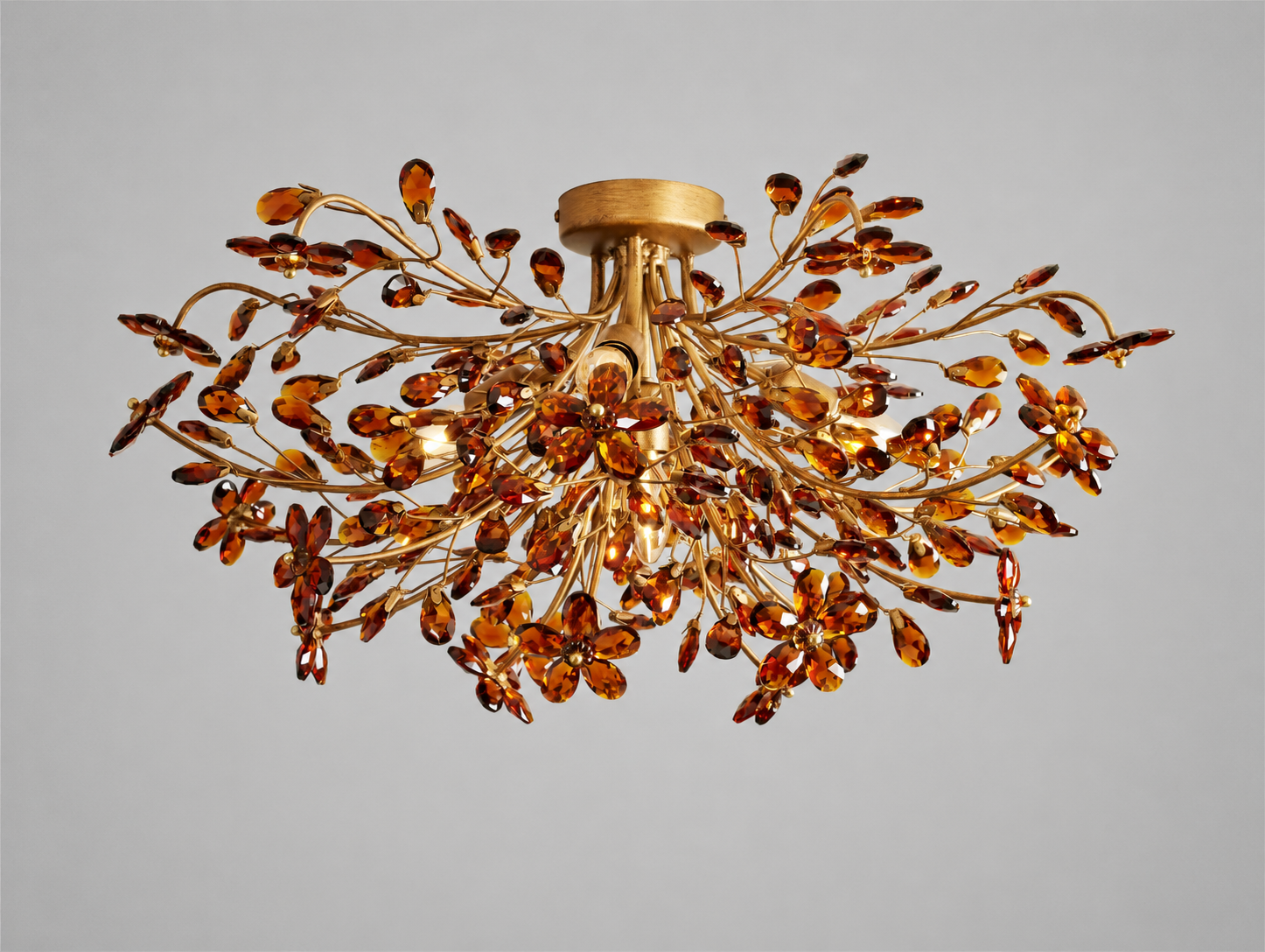 Fiore 28" Flush Mount in Brass with Amber Glass